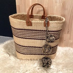 Mar y Sol Seagrass Striped Tote